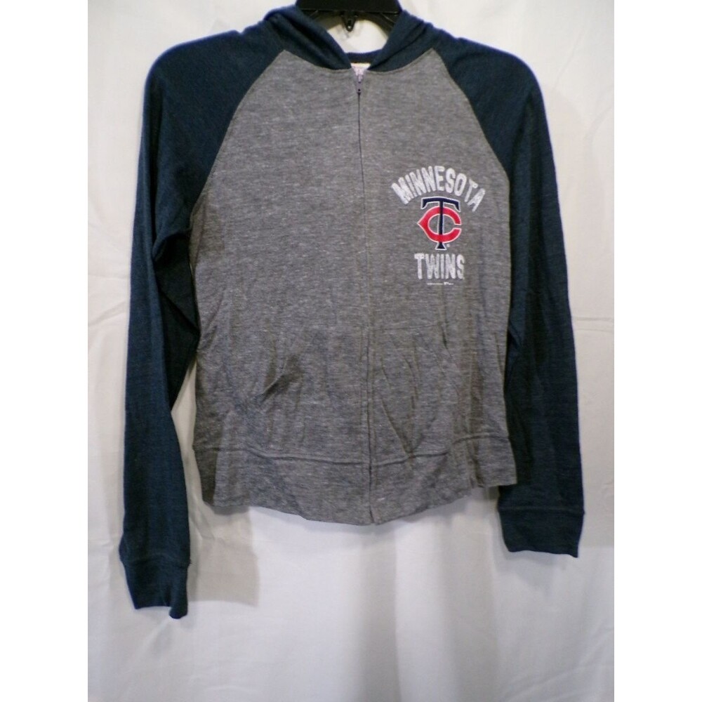 Women's Minnesota Twins Full Zip Hoodie Gray Navy Raglan S